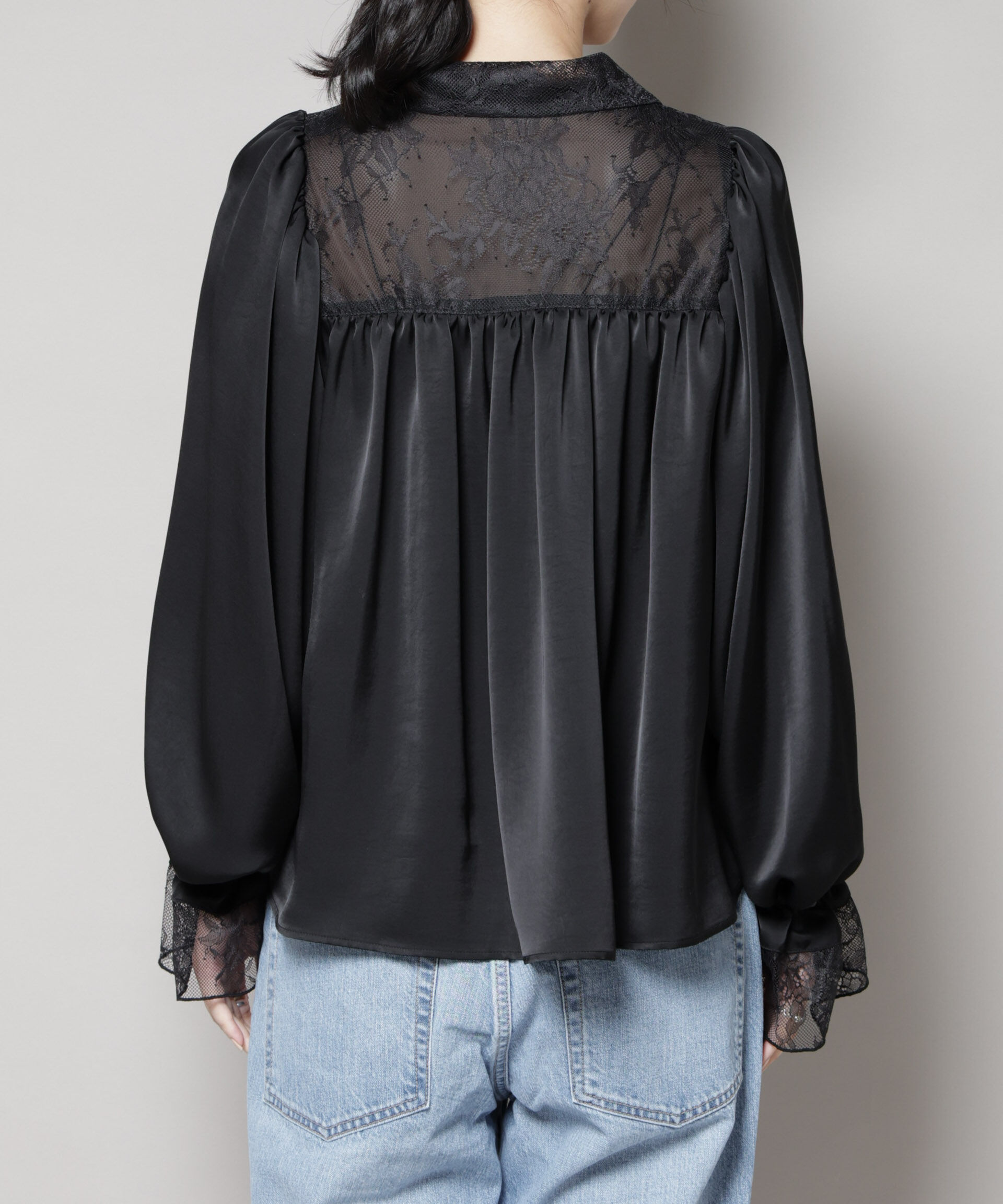 nano･universe「レースコンビギャザーブラウス」|シャツ・ブラウス|