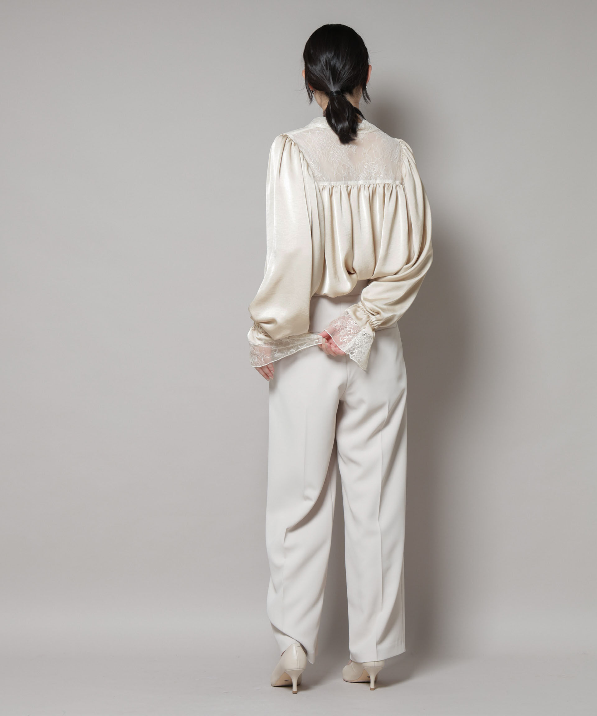 nano･universe「レースコンビギャザーブラウス」|シャツ・ブラウス|