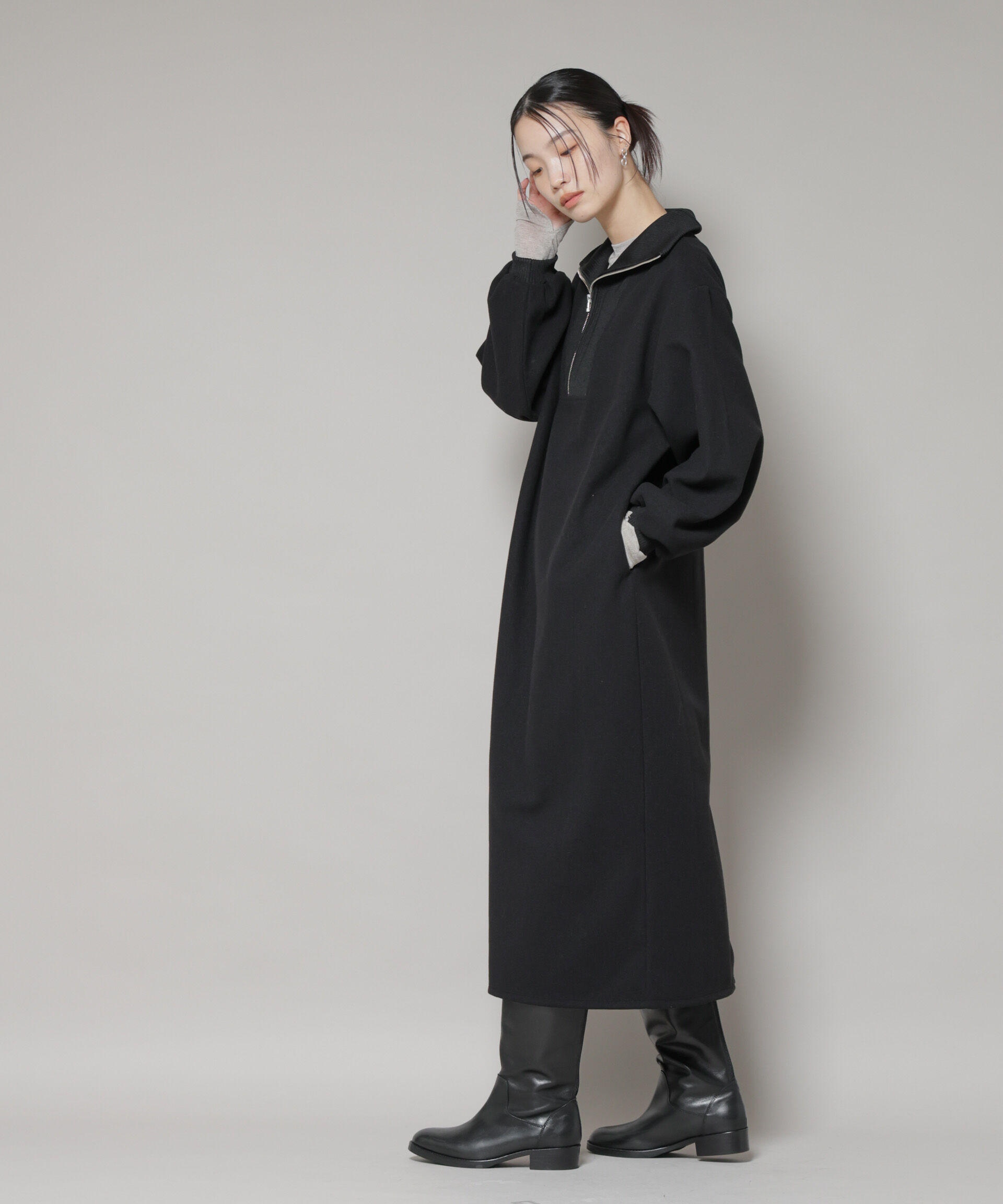 nano･universe「圧縮起毛ハーフジップワンピース」|ワンピース|