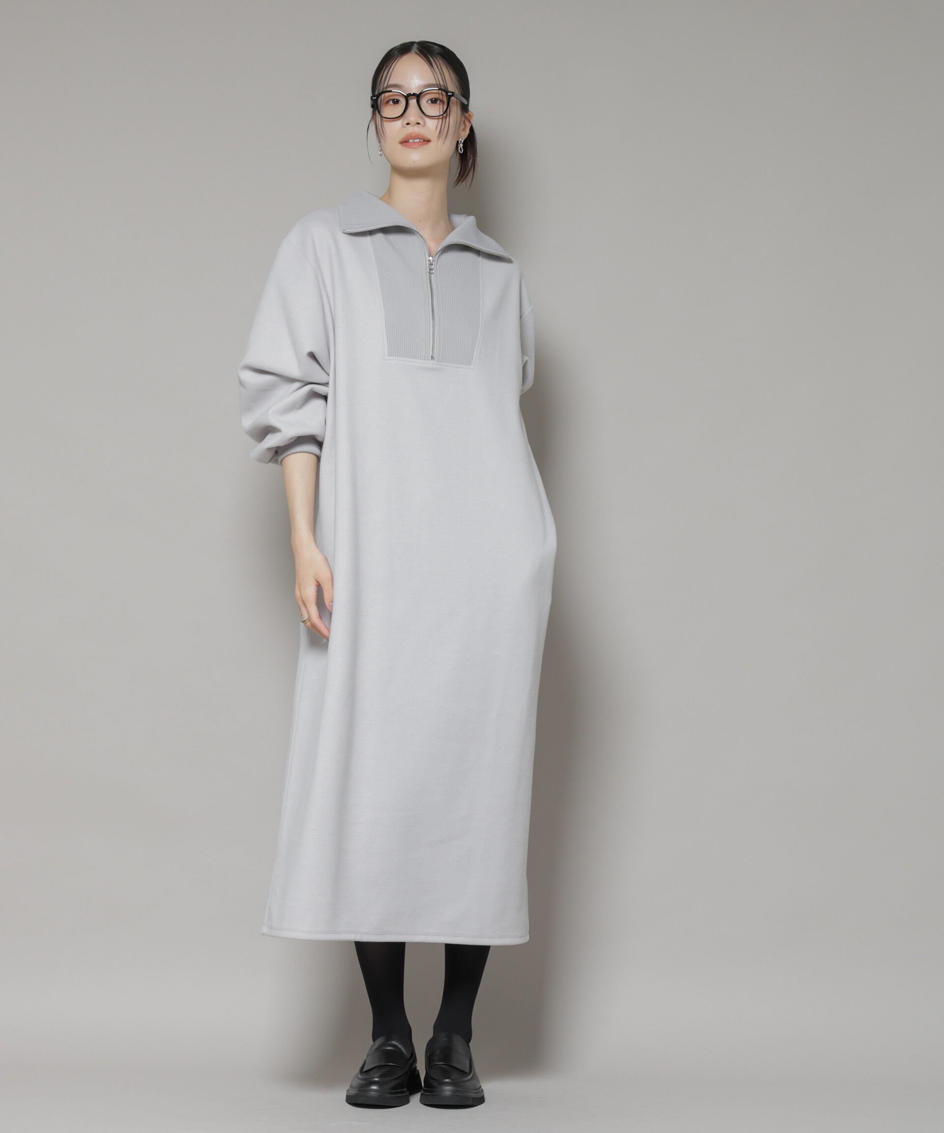 nano･universe「圧縮起毛ハーフジップワンピース」|ワンピース|