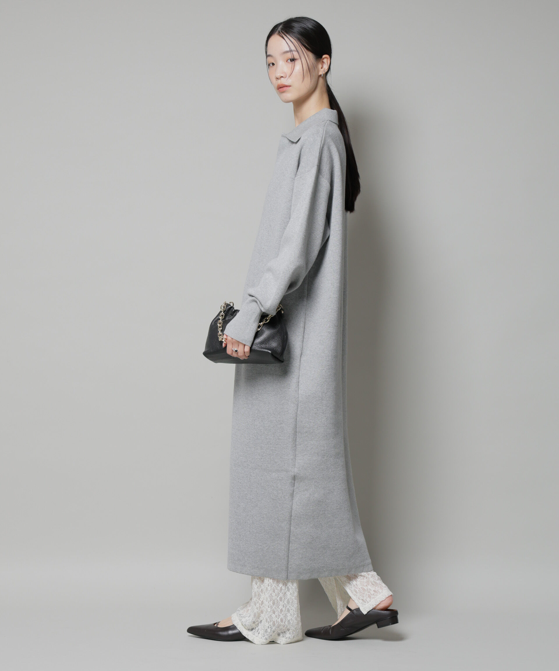 nano･universe「スウェットライク衿付きスキッパーニットワンピース」|ワンピース|