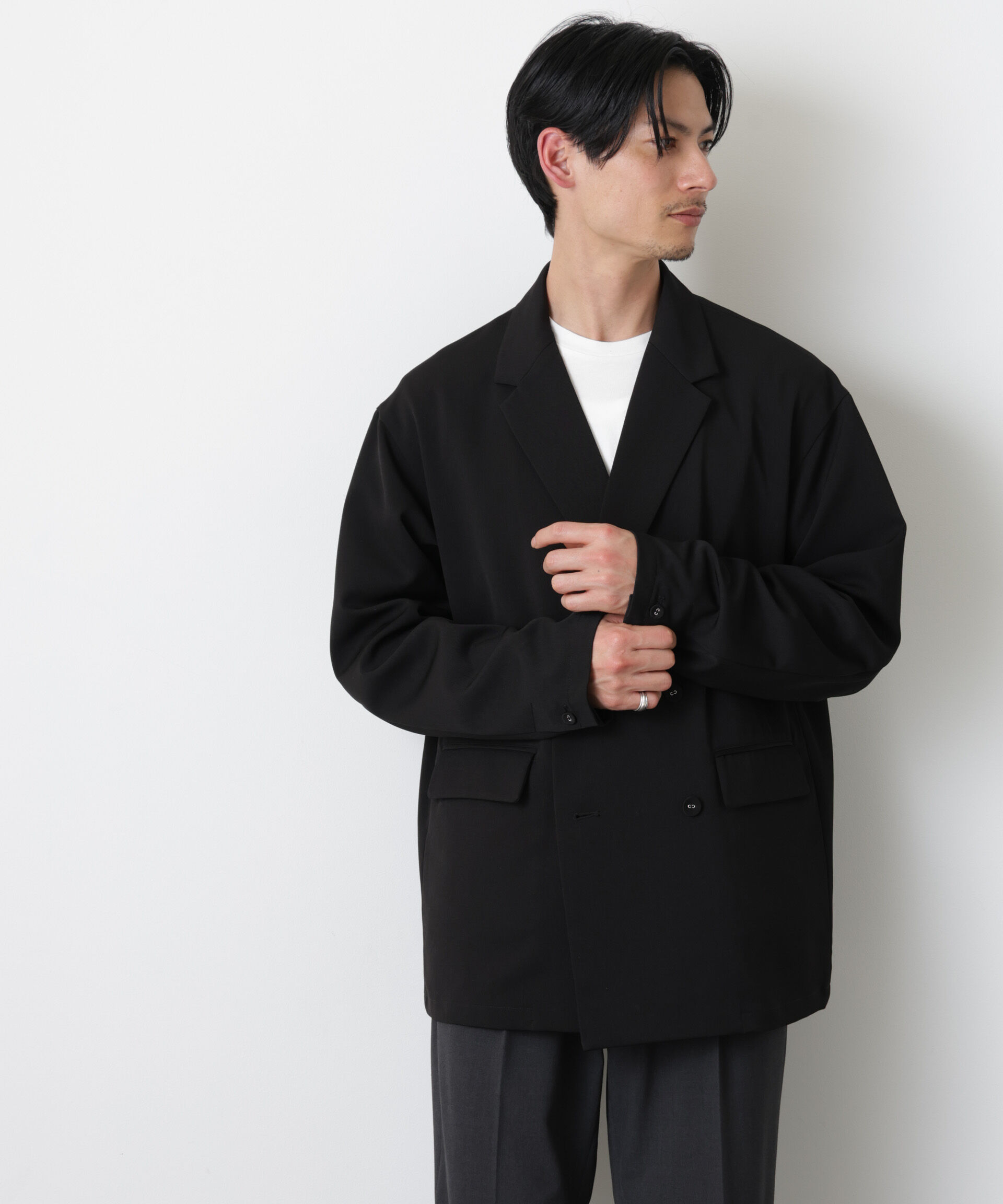nano･universe「ドレープダブルジャケット」|テーラードジャケット|