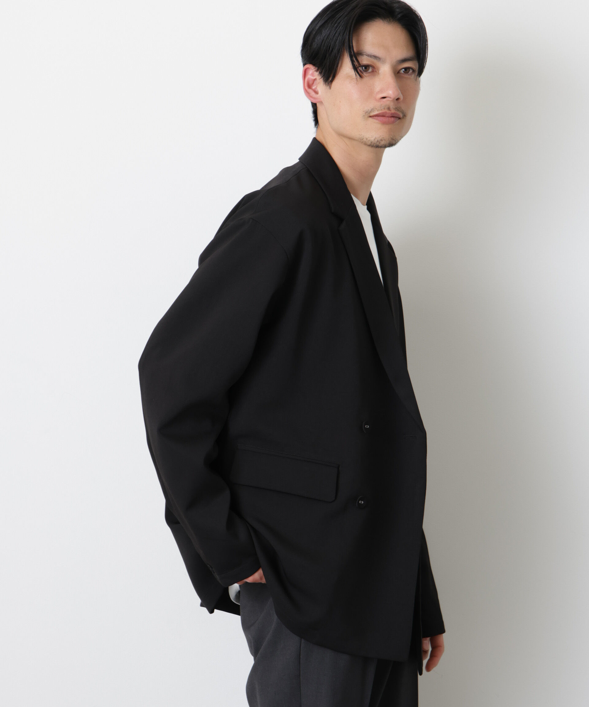 nano･universe「ドレープダブルジャケット」|テーラードジャケット|