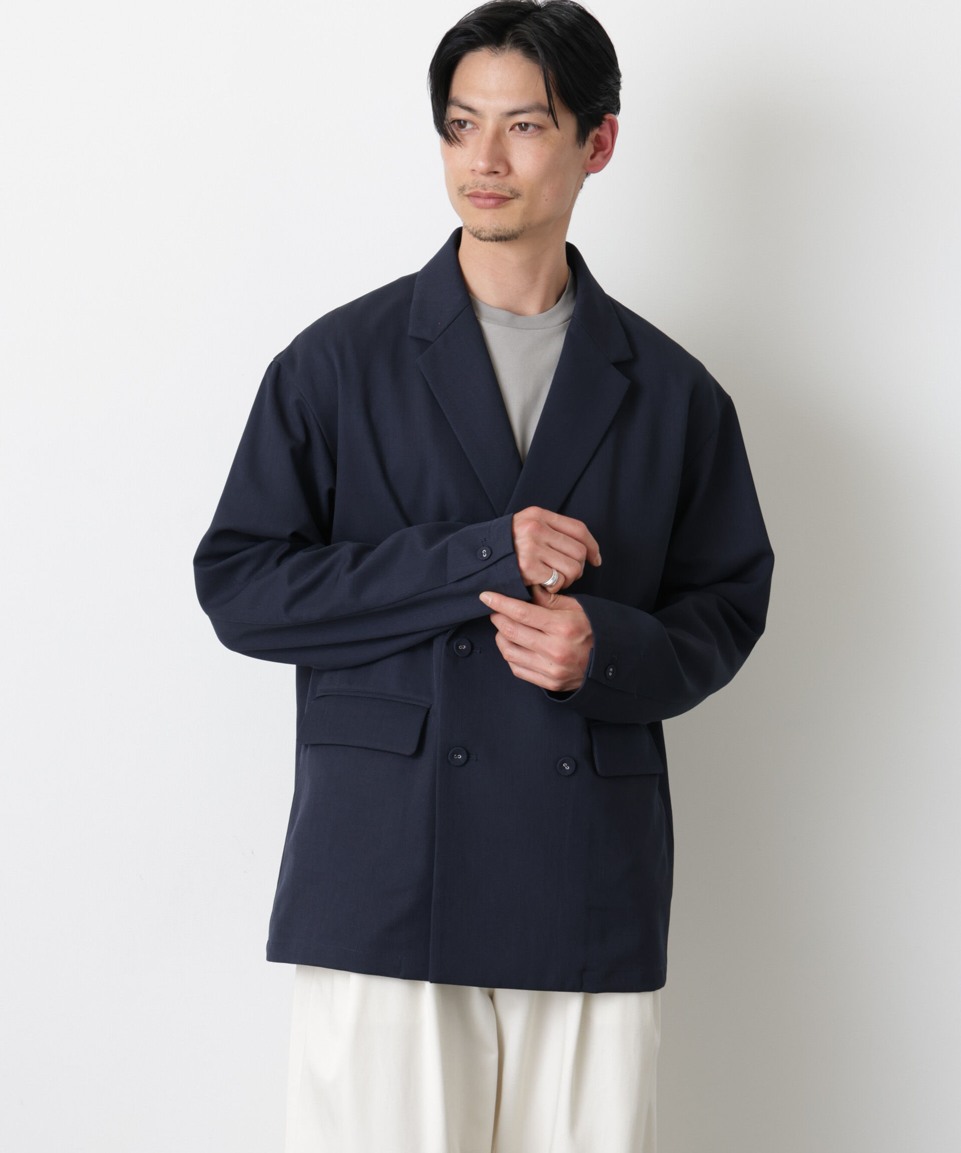 nano･universe「ドレープダブルジャケット」|テーラードジャケット|