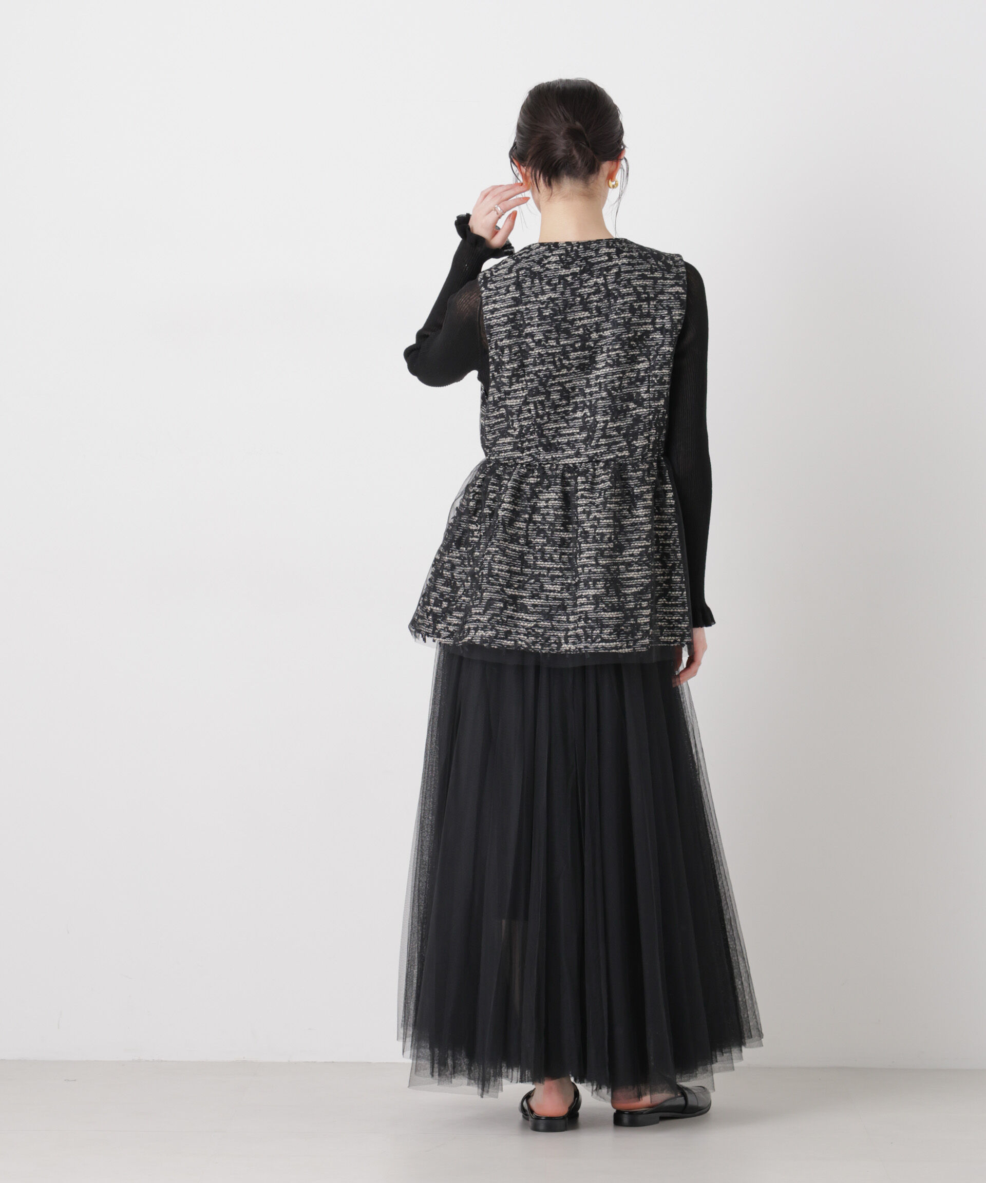 nano･universe「troisieme chaco/ＴWEED&times;TULLE ジレ」|テーラードジャケット|