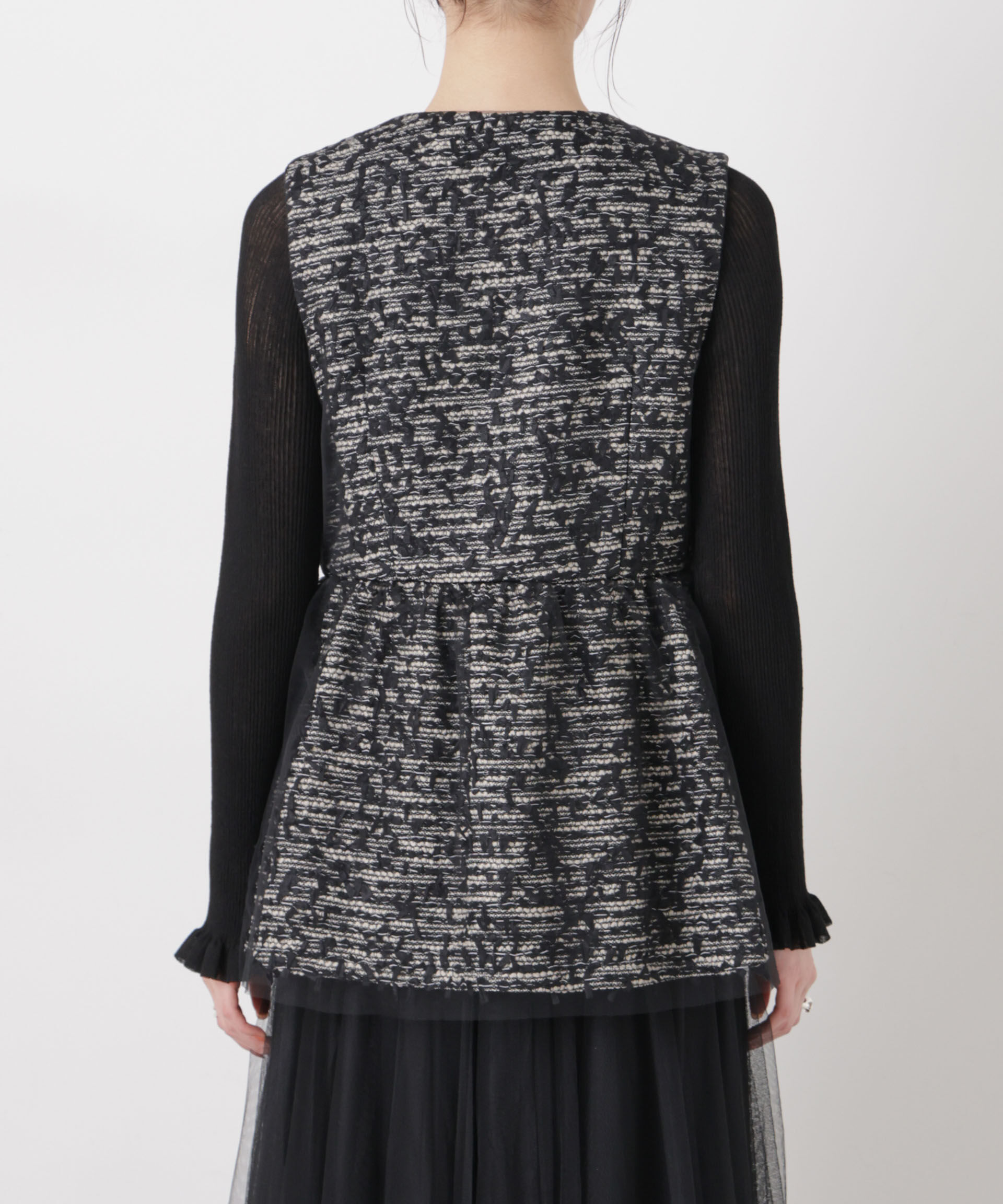 nano･universe「troisieme chaco/ＴWEED&times;TULLE ジレ」|テーラードジャケット|