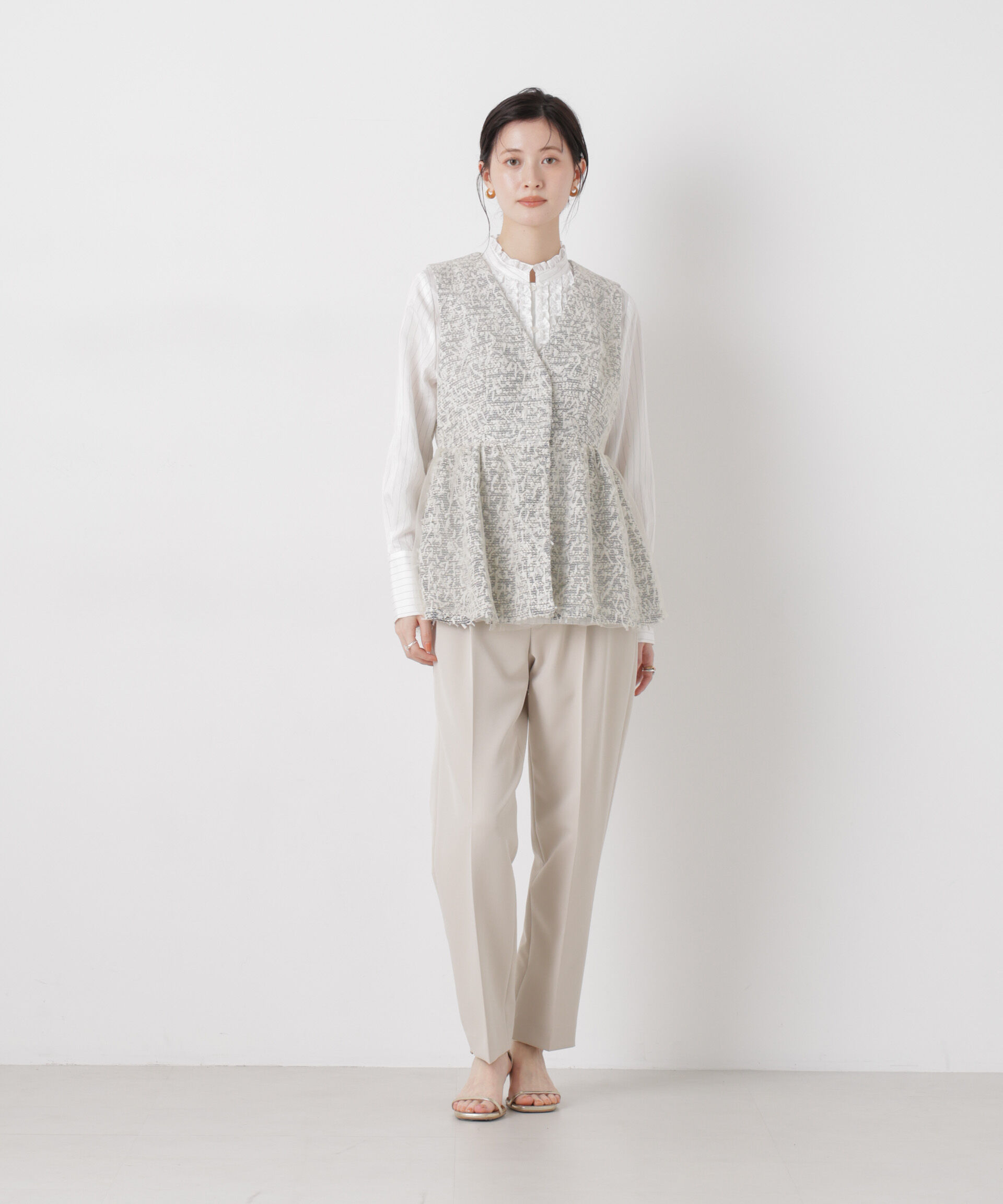 nano･universe「troisieme chaco/ＴWEED&times;TULLE ジレ」|テーラードジャケット|