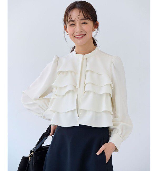 組曲「【KUMIKYOKU NAVY】コンフォータブルドレープ フリルブラウス」|シャツ・ブラウス|
