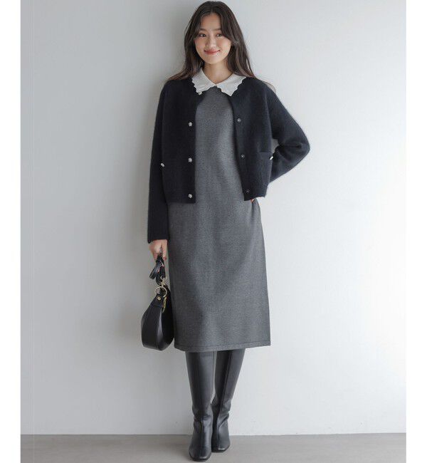 組曲「レースライク襟付きニットワンピース」|ワンピース|