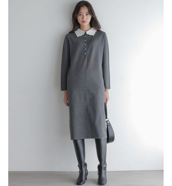 組曲「レースライク襟付きニットワンピース」|ワンピース|