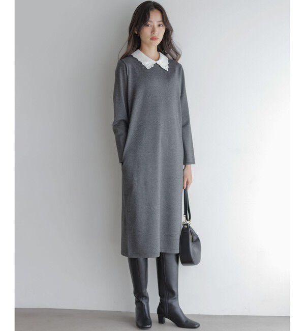 組曲「レースライク襟付きニットワンピース」|ワンピース|