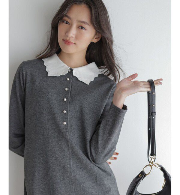 組曲「レースライク襟付きニットワンピース」|ワンピース|