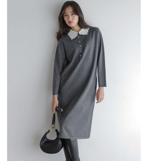 組曲「レースライク襟付きニットワンピース」|ワンピース|