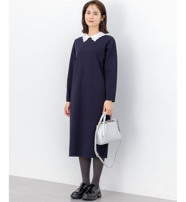 組曲「レースライク襟付きニットワンピース」|ワンピース|