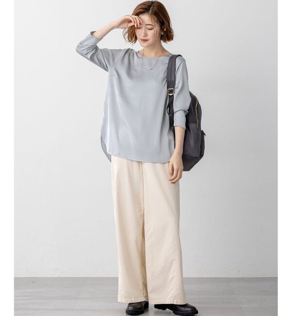 23区「【洗える】サテン ロングスリーブ Tシャツ」|Tシャツ・カットソー|