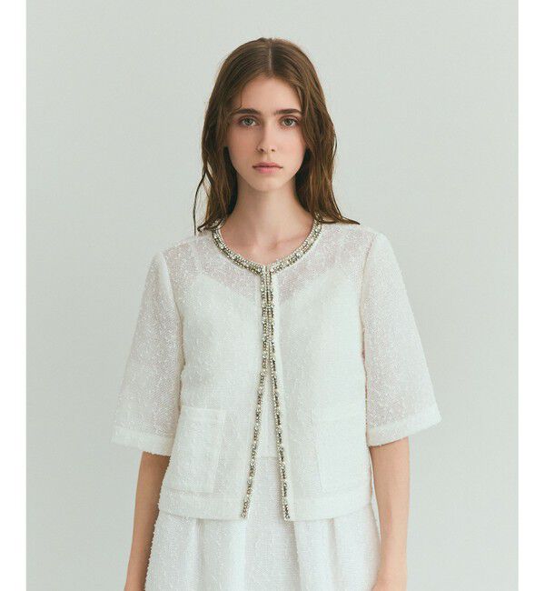 Grace Class「メッシュツイードジャケット」|ノーカラージャケット|