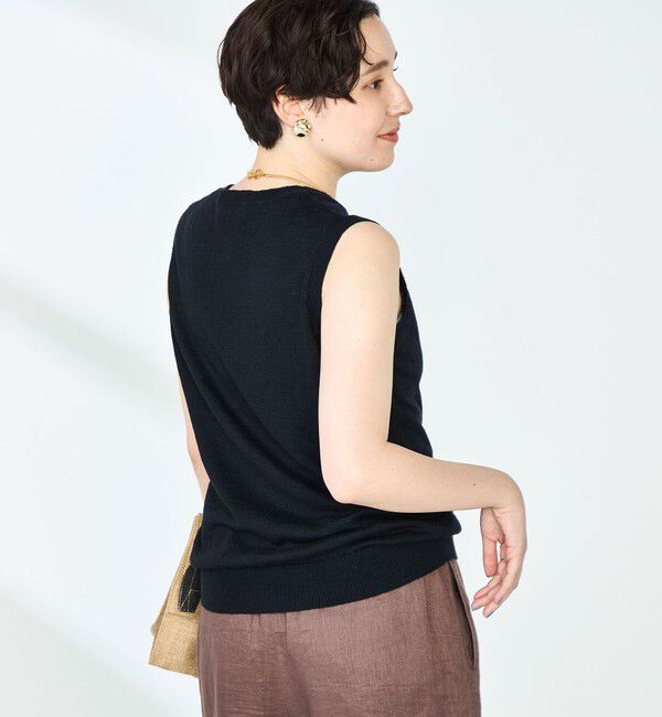 NOLLEY'S「《アンサンブル対応》《手洗い可能》フレンチリネンノースリーブプルオーバーニット」|ニット・セーター|