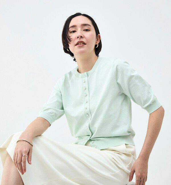 NOLLEY'S「《手洗い可能》コットンテックス6分袖カーディガン」|カーディガン|