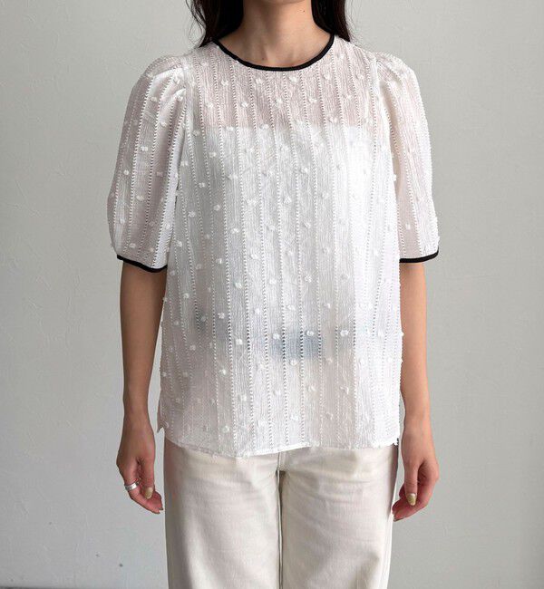 fredy emue「シアージャガードパイピング半袖ブラウス」|シャツ・ブラウス|