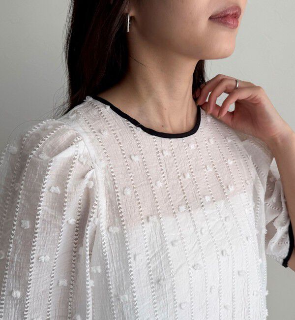 fredy emue「シアージャガードパイピング半袖ブラウス」|シャツ・ブラウス|