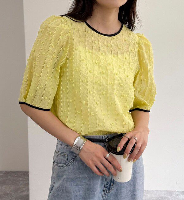 fredy emue「シアージャガードパイピング半袖ブラウス」|シャツ・ブラウス|