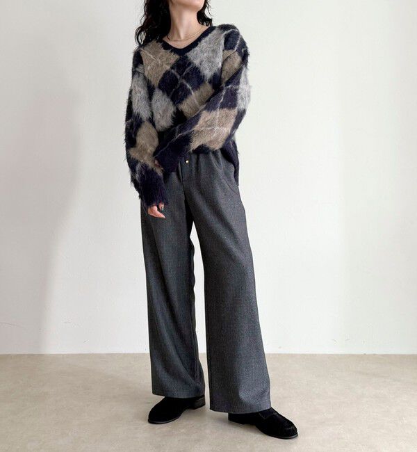 fredy emue「【4サイズ展開】ソフトシャークスキン/チェックイージーパンツ」|チノ|