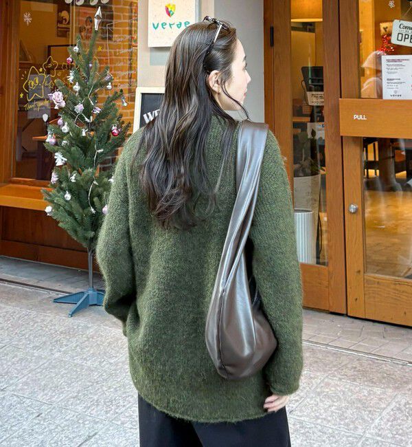 fredy emue「ミドル丈片畦ニットプルオーバー」|ニット・セーター|カーキ