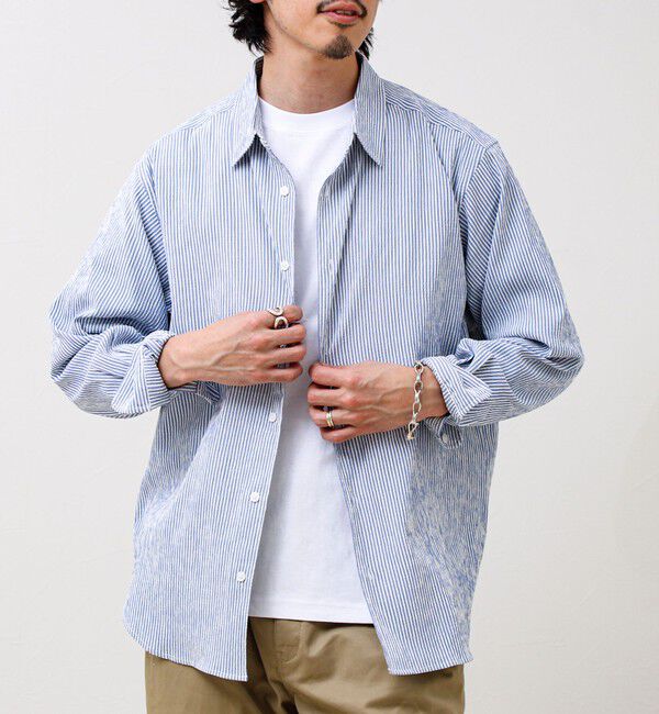 GLOSTER「【清涼感のある表情】ストライプレギュラーカラーシャツ」|シャツ・ブラウス|