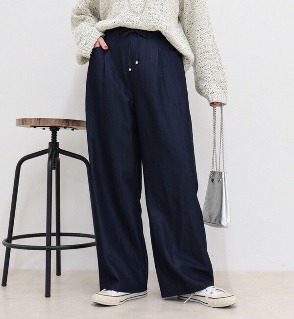 fredy emue「【低身長サイズ34有り】ライトシャンブレーデニムイージーパンツ」|チノ|