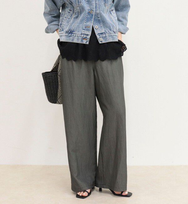 fredy emue「【低身長サイズ34有り】ライトシャンブレーデニムイージーパンツ」|チノ|チャコールグレー