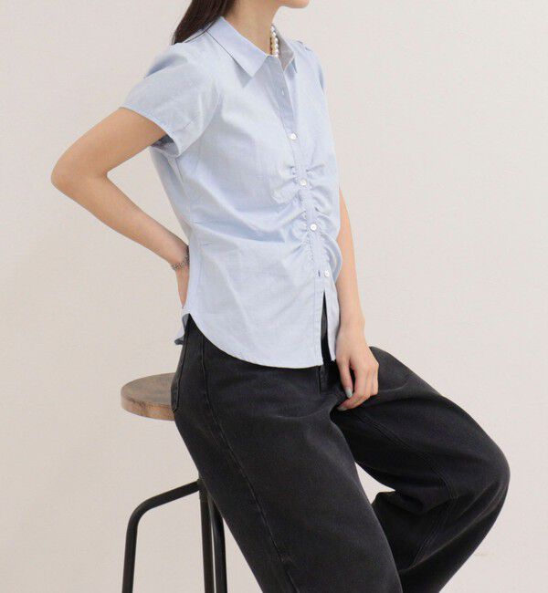 fredy emue「フロントギャザーちび袖ブラウス」|シャツ・ブラウス|