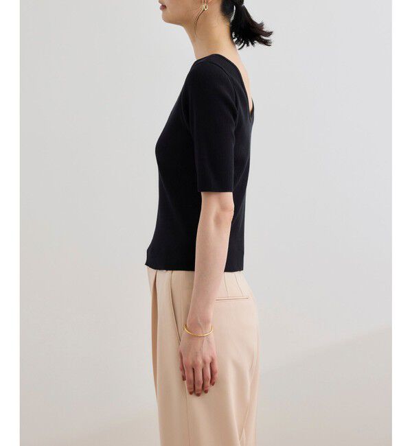 ROPE「【洗える】テレコ5分袖ニットプルオーバー」|ニット・セーター|