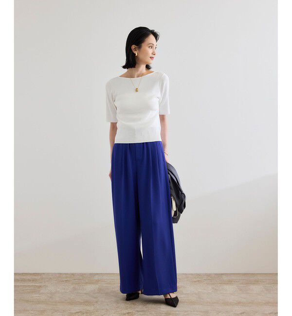 ROPE「【洗える】テレコ5分袖ニットプルオーバー」|ニット・セーター|