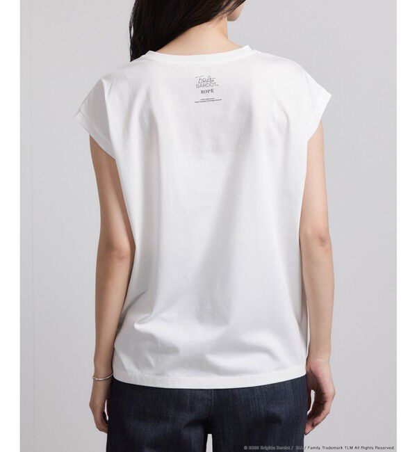 ROPE「【Brigitte Bardot&times;ROPE'・コラボ】プリントアームレットT-shirt【洗える・洗濯耐久性・接触冷感】」|Tシャツ・カットソー|