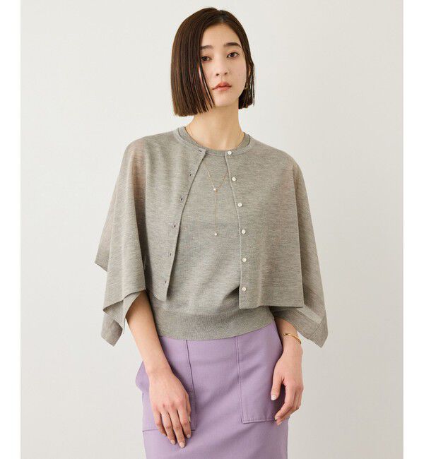 ROPE「LEVITA レイヤードニットプルーオーバー(ケープ&times;タンクトップ)/接触冷感・イージーケア」|Tシャツ・カットソー|