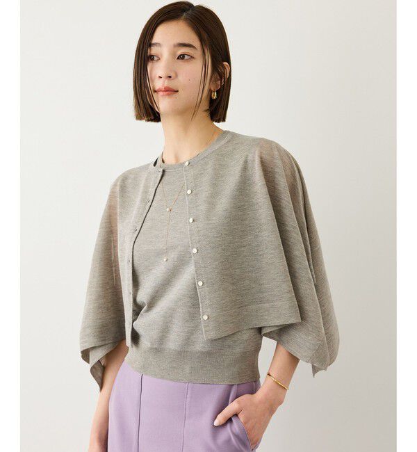 ROPE「LEVITA レイヤードニットプルーオーバー(ケープ&times;タンクトップ)/接触冷感・イージーケア」|Tシャツ・カットソー|ベージュ(27)