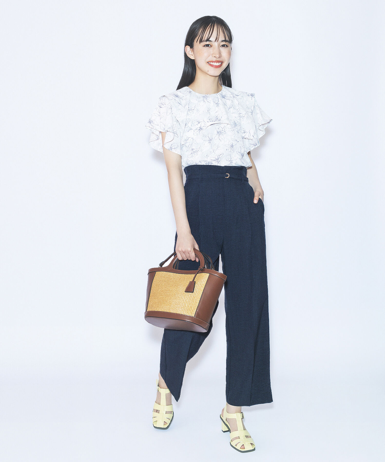 VIS「【接触冷感・洗える】美easy Dカンベルト付きワイドパンツ【セットアップ対応】」|スラックス|