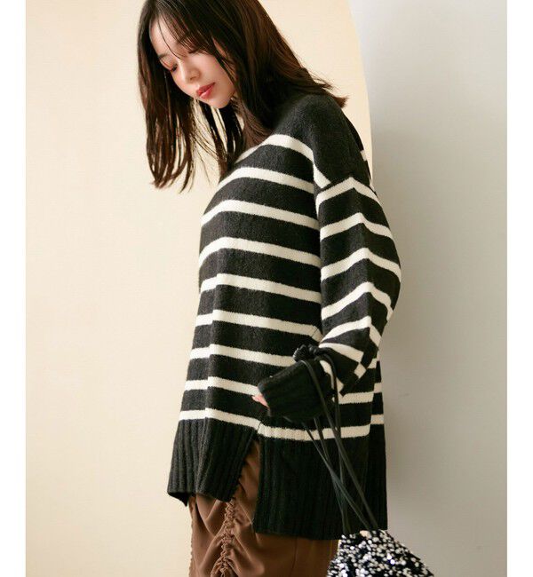 VIS「【選べる着丈】ふわもこサイドスリットニット【洗える】」|ニット・セーター|