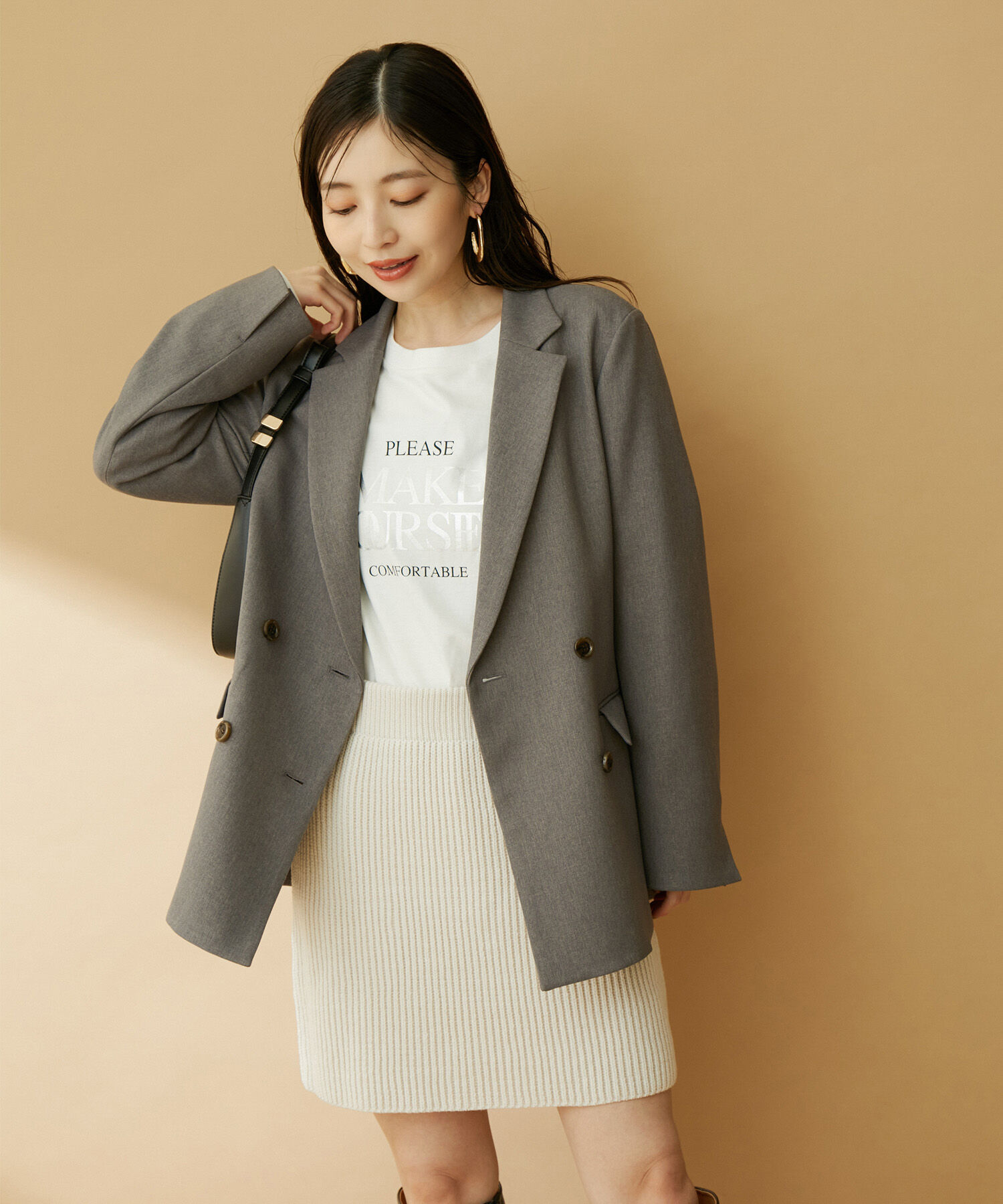 VIS「【洗える】ミニ丈タイトニットスカート【セットアップ対応】」|スカート|