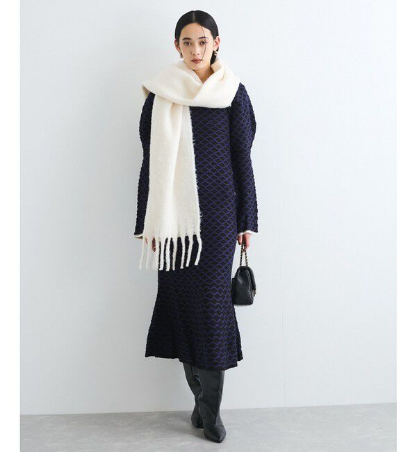 VIS「【洗える】クロスジャガードデザインニットワンピース」|ワンピース|