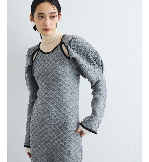 VIS「【洗える】クロスジャガードデザインニットワンピース」|ワンピース|