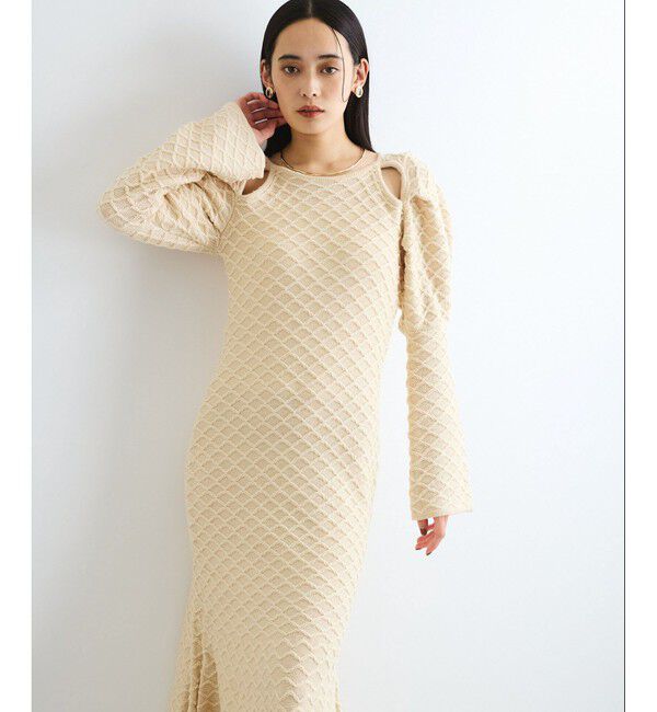 VIS「【洗える】クロスジャガードデザインニットワンピース」|ワンピース|