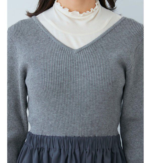 VIS「【前後2WAY】ニットドッキングワンピース【洗える】」|ワンピース|