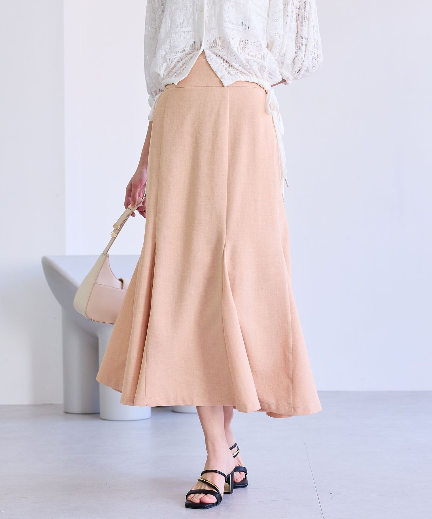 VIS「【美easy】リネンライクマーメイドスカート【洗える】【セットアップ対応】」|スカート|オレンジ