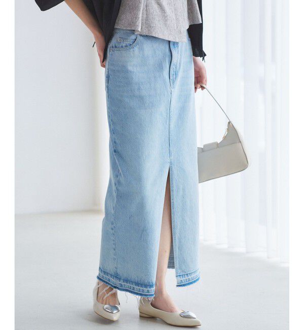 VIS「【洗える】アイラインウォシュデニムスカート」|スカート|サックス