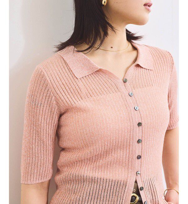 VIS「半袖サマーニットポロカーディガン」|ニット・セーター|