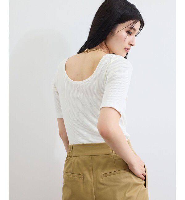 VIS「【前後2WAY】テレコ五分袖プルオーバー」|Tシャツ・カットソー|