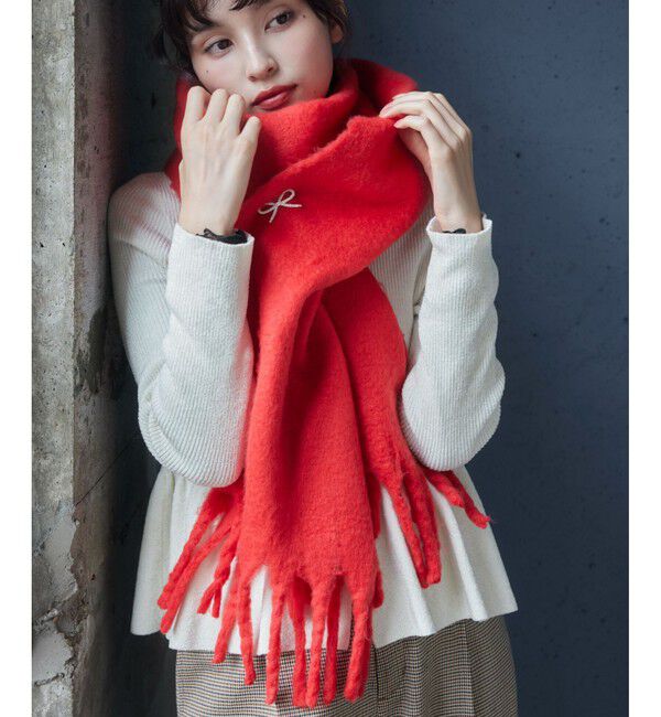 VIS「ふわふわフリンジマフラー/静電気防止」|マフラー|