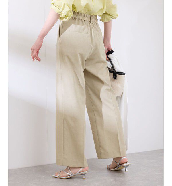 Rope&rsquo;Picnic「【UVカット・速乾】【リネンライク・シリーズ】ピンタックワイドスラックスパンツ/セットアップ対応」|チノ|