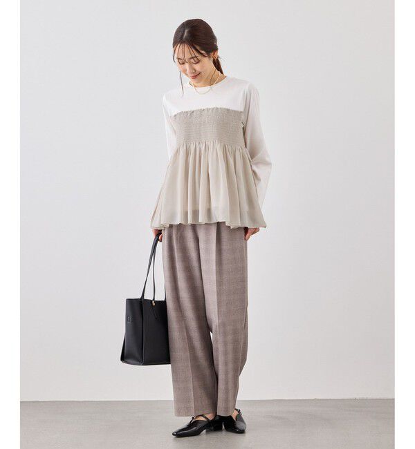 Rope&rsquo;Picnic「シャーリングビスチェ風ドッキングロングスリーブカットソー/リンクコーデ」|Tシャツ・カットソー|